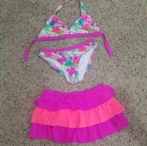 Tropical bikini set plus skirt